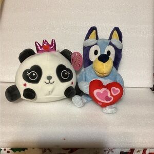 Charming  Panda with Pink Crown and plush Bluey